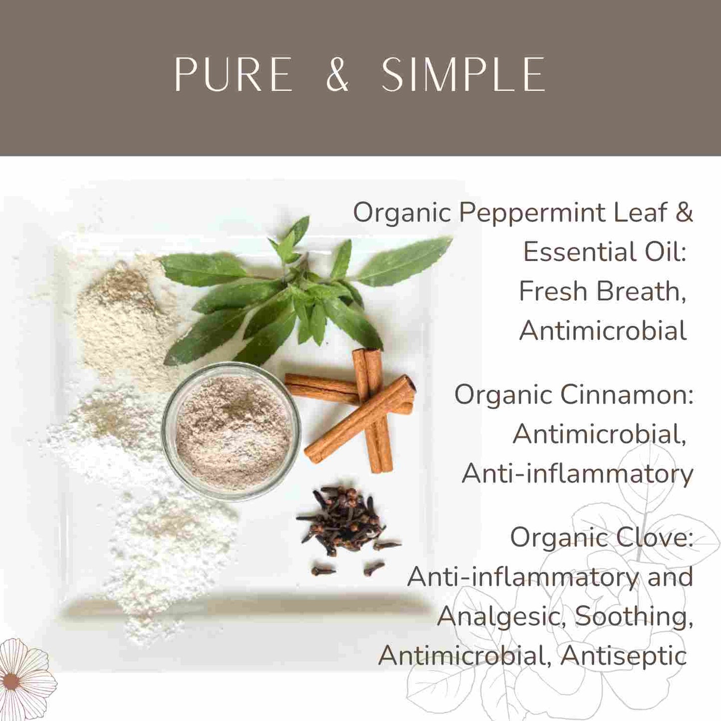 All Natural Mineral Peppermint Tooth Powder Herb Ingredients List