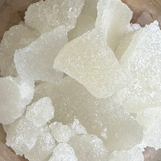Close-up of white xylitol peppermint iced candy pieces