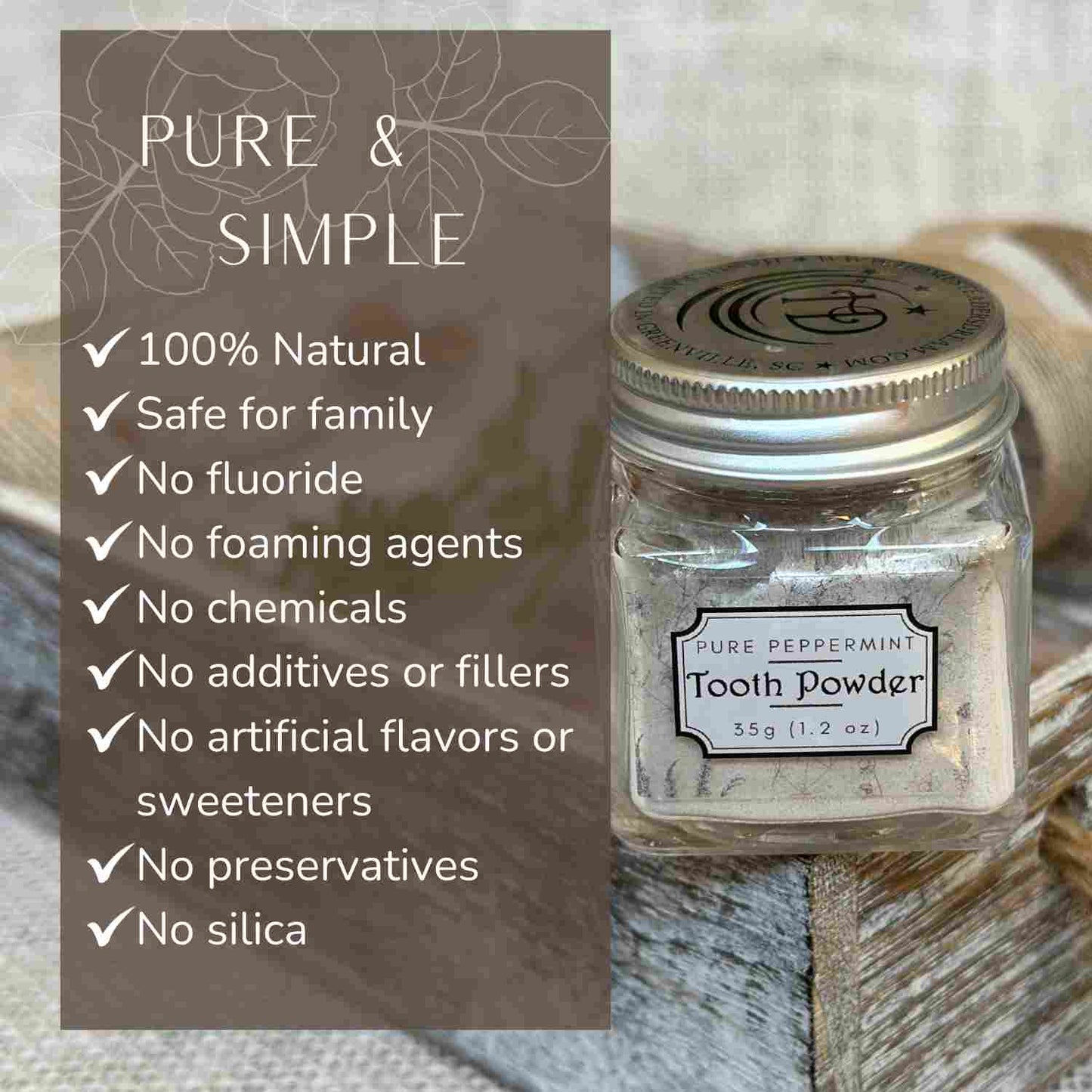 All Natural Mineral Small Peppermint Tooth Powder Pure and Simple List