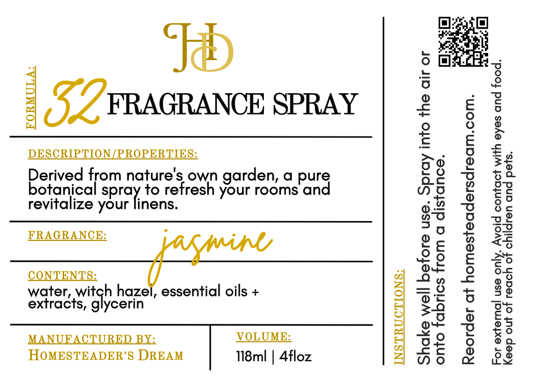 jasmine fragrance spray label