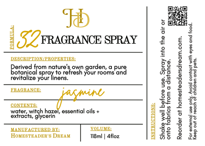 jasmine fragrance spray label