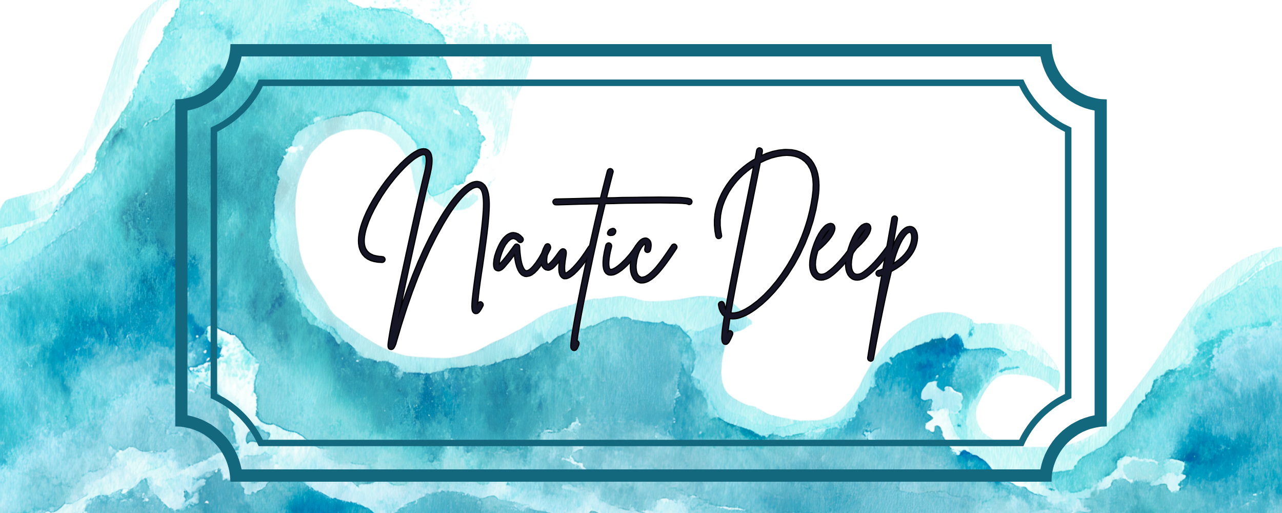 Nautic Deep logo with watercolor wave background