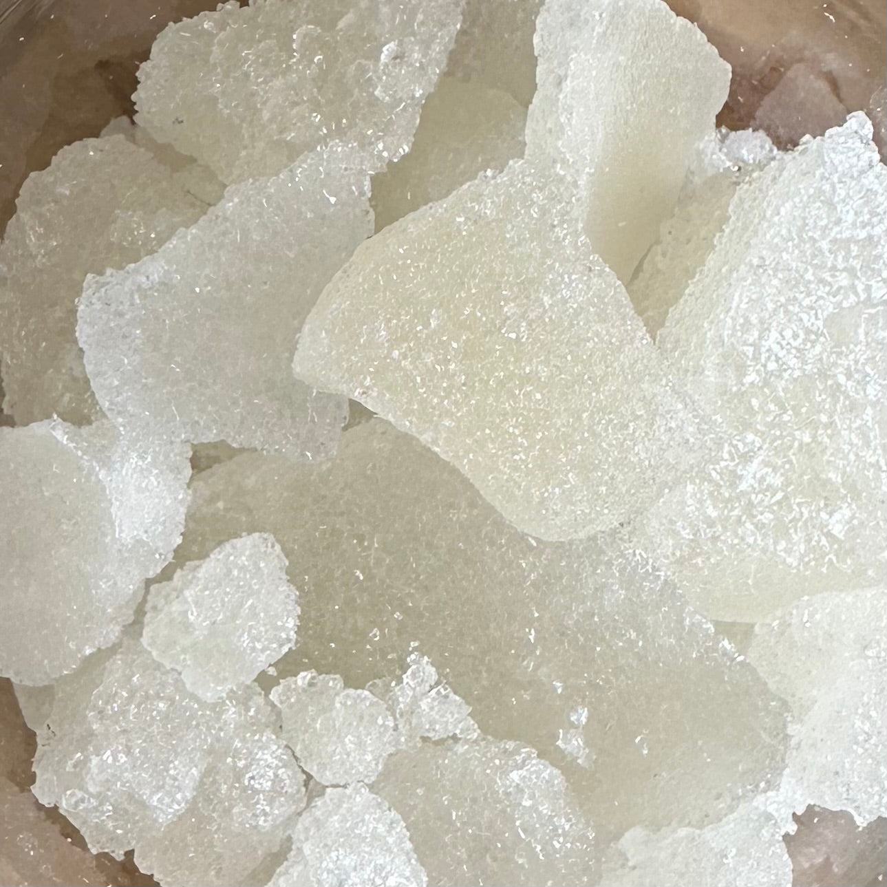 Close-up of white xylitol peppermint iced candy pieces